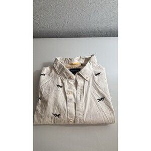 Denim & Flower XL‎ Tiger Print Shirt White Slim Fit 100% Cotton